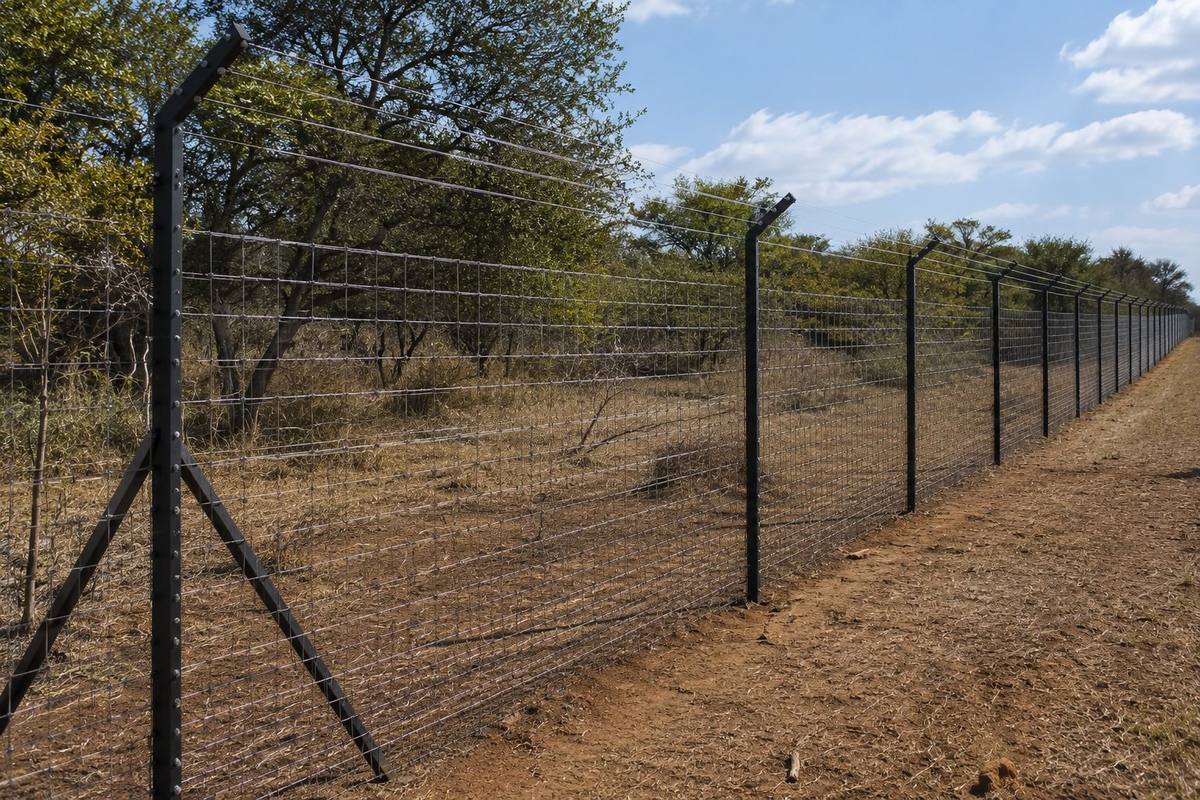 Game fence line across open bushland