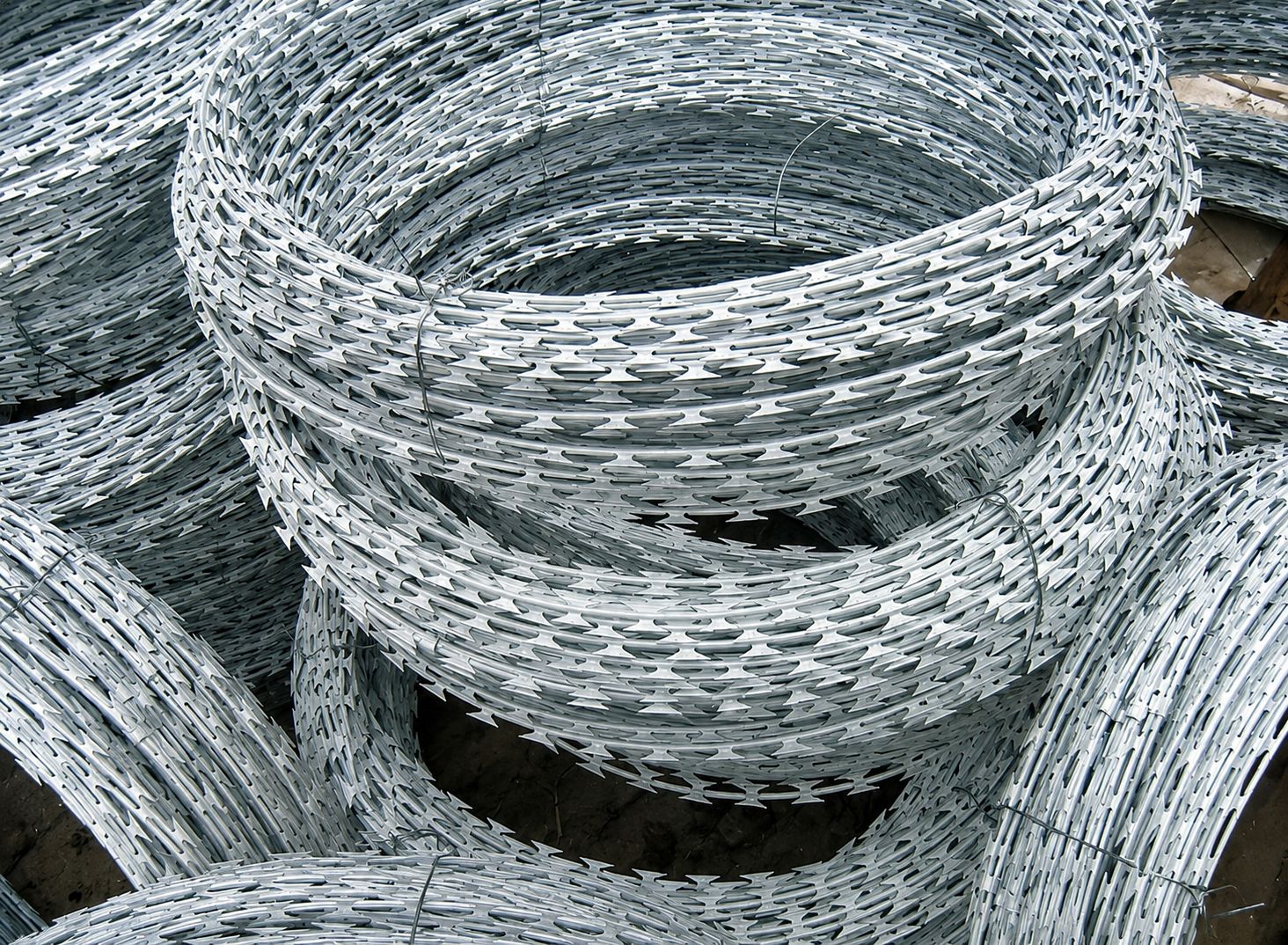 Galvanised concertina razor wire coils supplied by RhinoFence